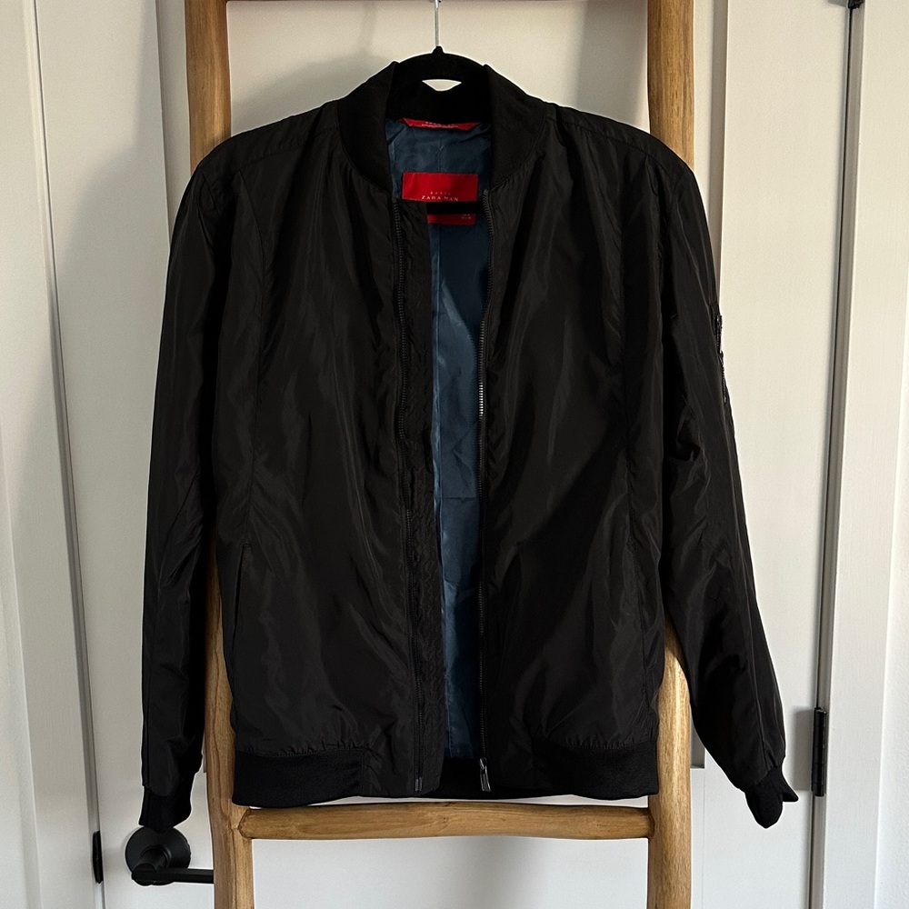 Zara Men’s Black Bomber Jacket